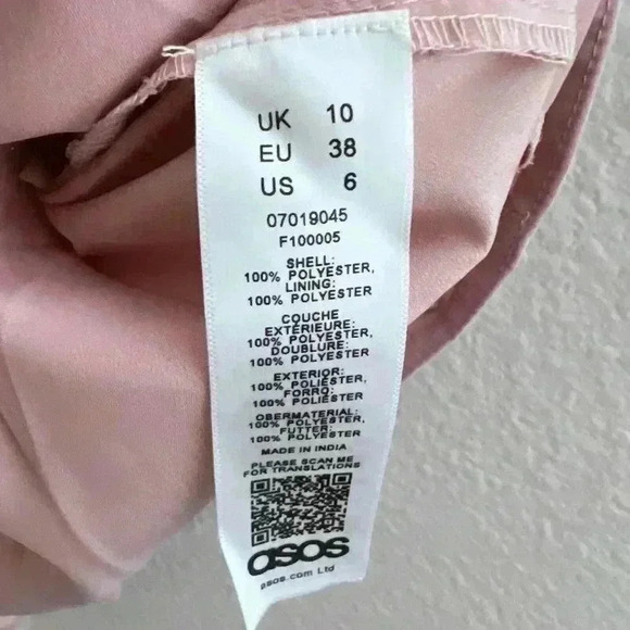 Asos Design Pleated Pink dress Size 6 Cross Back Mini Dress Flowy - Picture 5 of 7